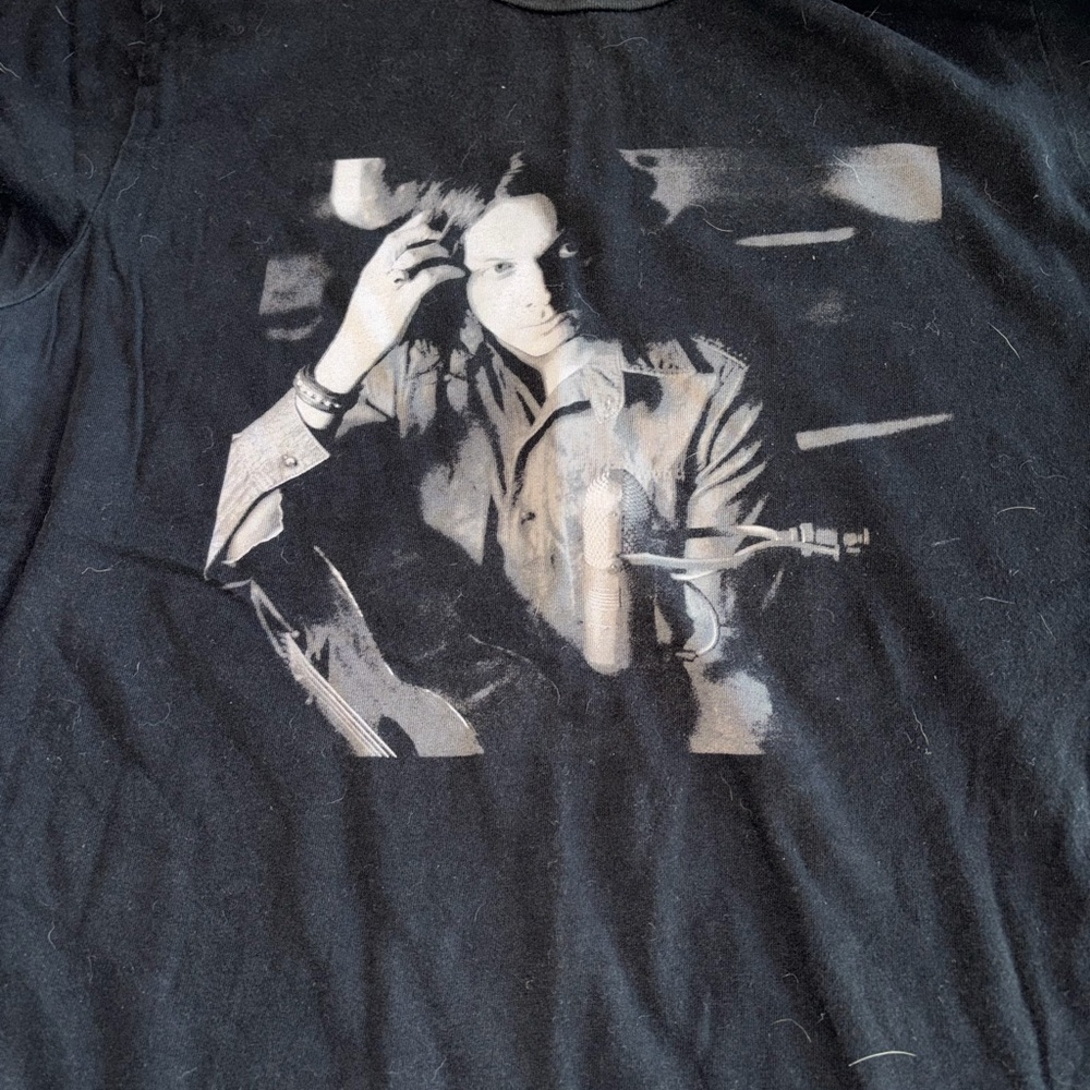 Black Graphic Men’s T‑Shirt with Monochrome Portrait